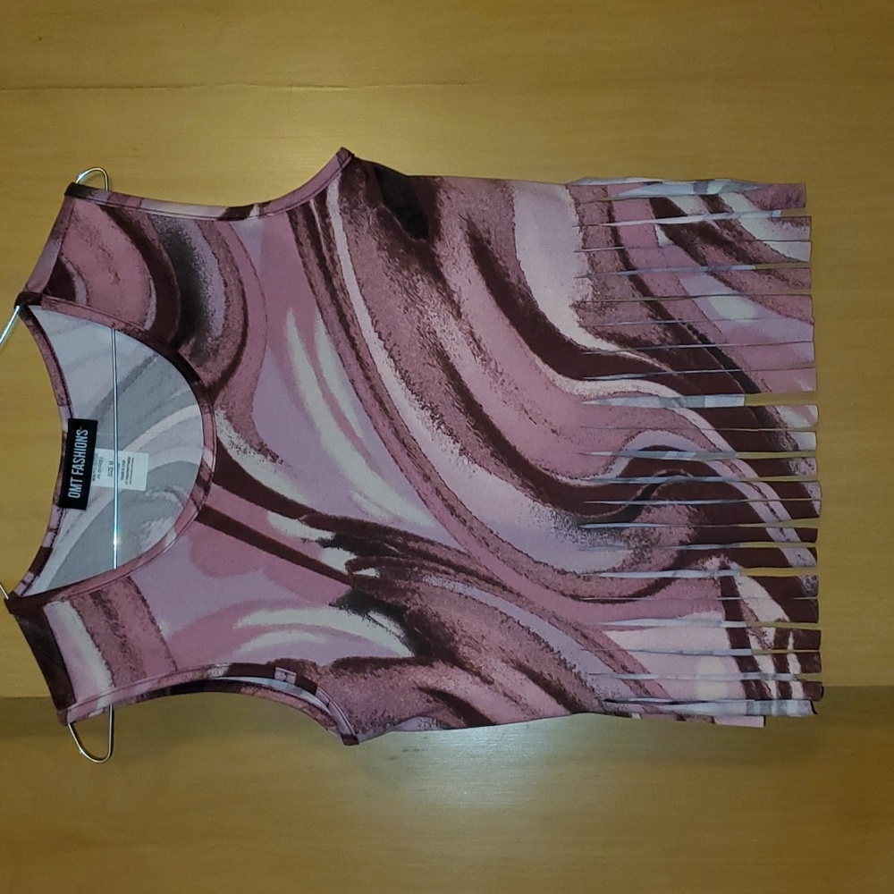 OMT Fashions Pink Tank with Fringe Size M